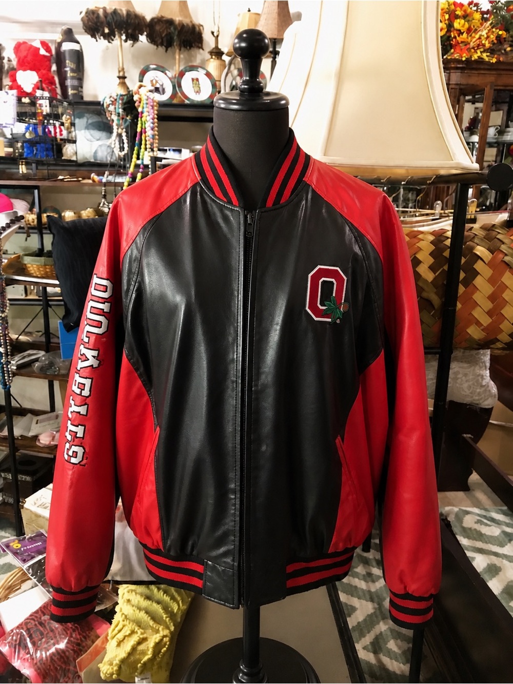 Men's Black & Red Varsity Leather Jacket